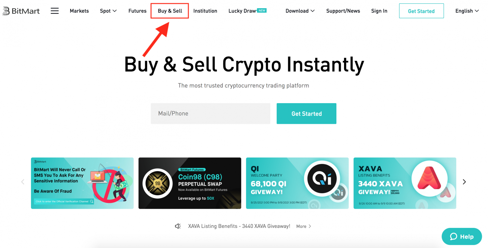 BitMartでMoonPayでコインを購入する方法