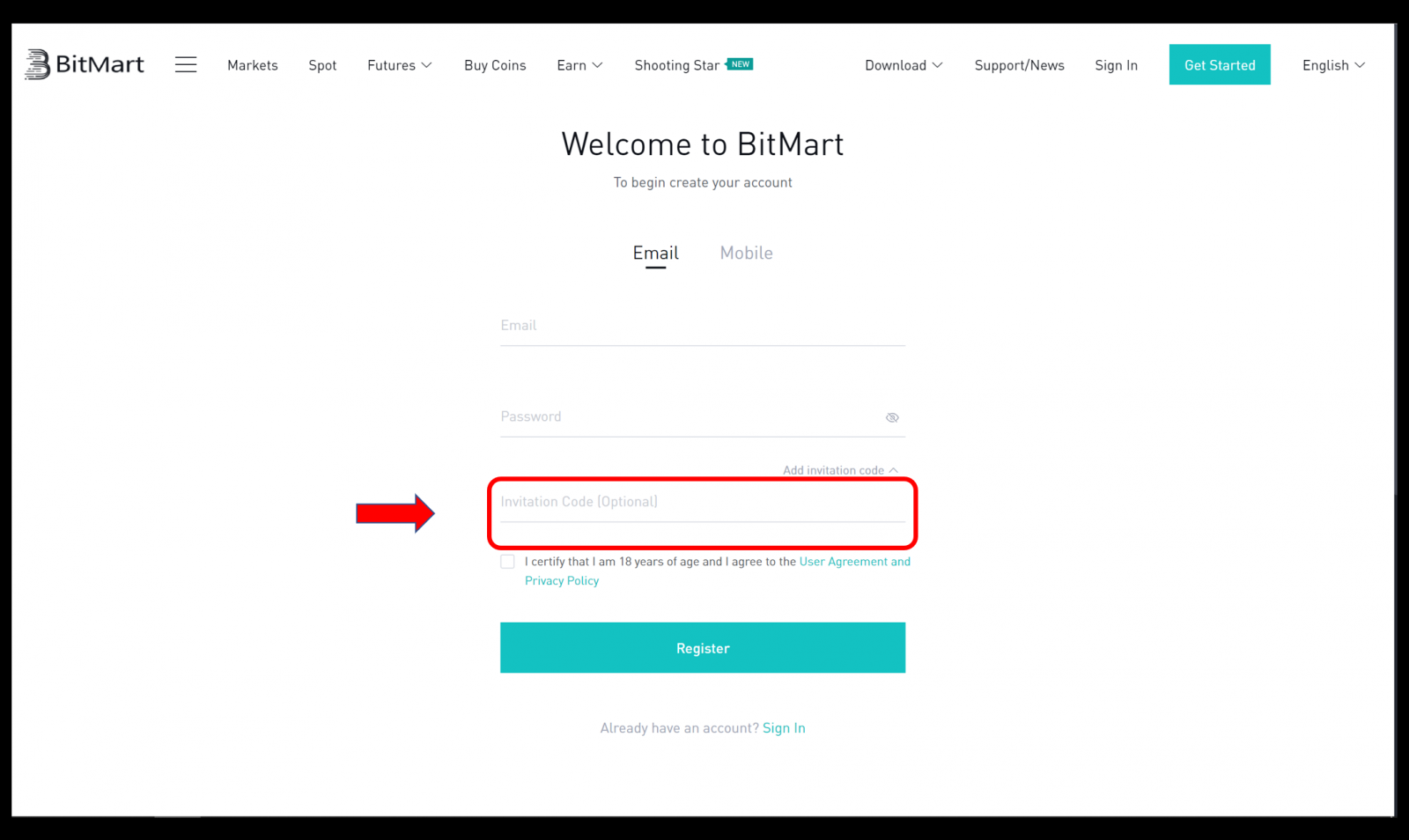 Cara Mendaftar dan Mengesahkan Akaun di BitMart