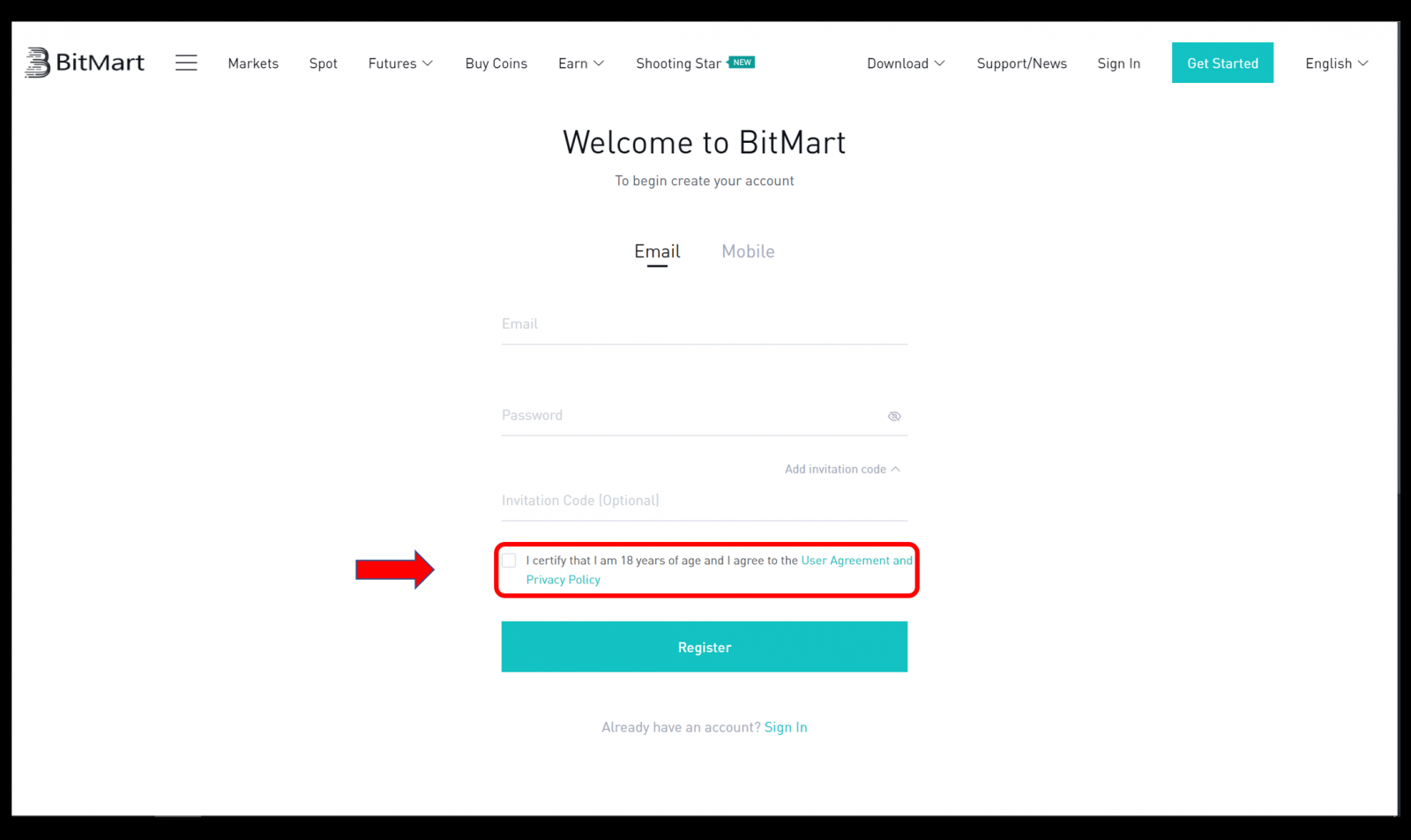 BitMart にアカウントを登録する方法