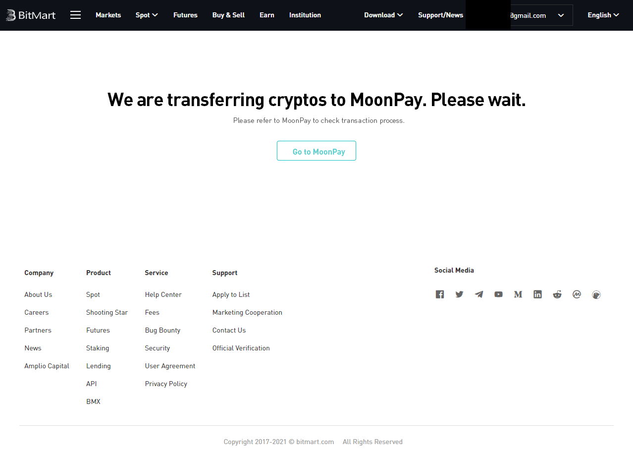 How To Sell Coins With MoonPay in BitMart