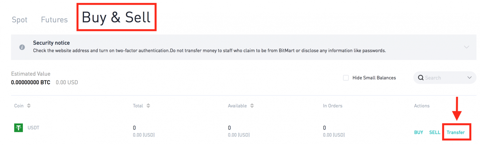 Cách rút tiền trong BitMart